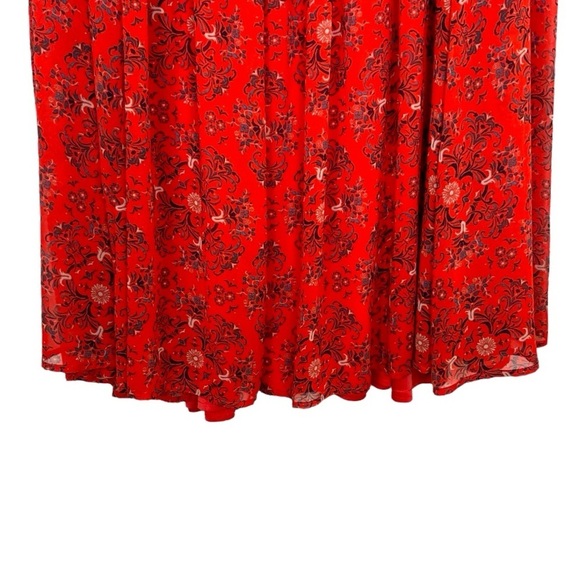 Torrid Red & Navy Semi Sheer Floral Sleeveless Mini Dress With Ruched Detail 2 - Picture 4 of 12